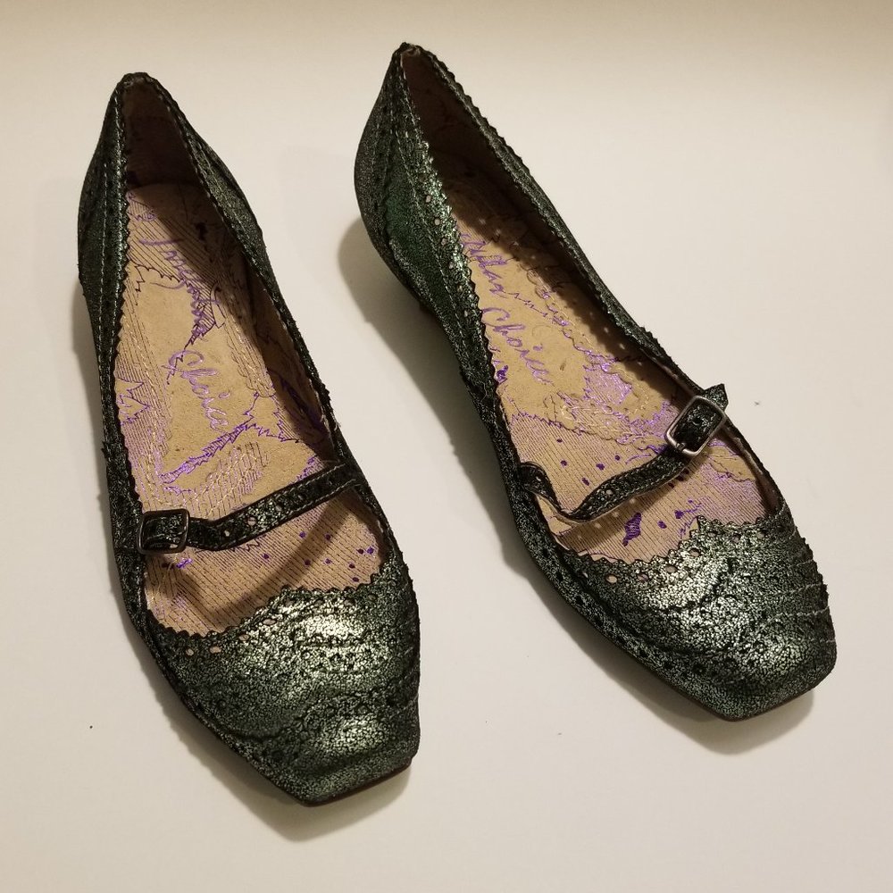 Irregular Choice Green Metallic Shoes